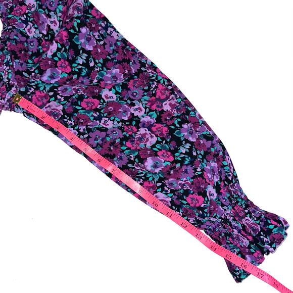 Wild Fable Purple Floral Smocked Long Sleeve Mini Dress Size Large - Picture 13 of 13